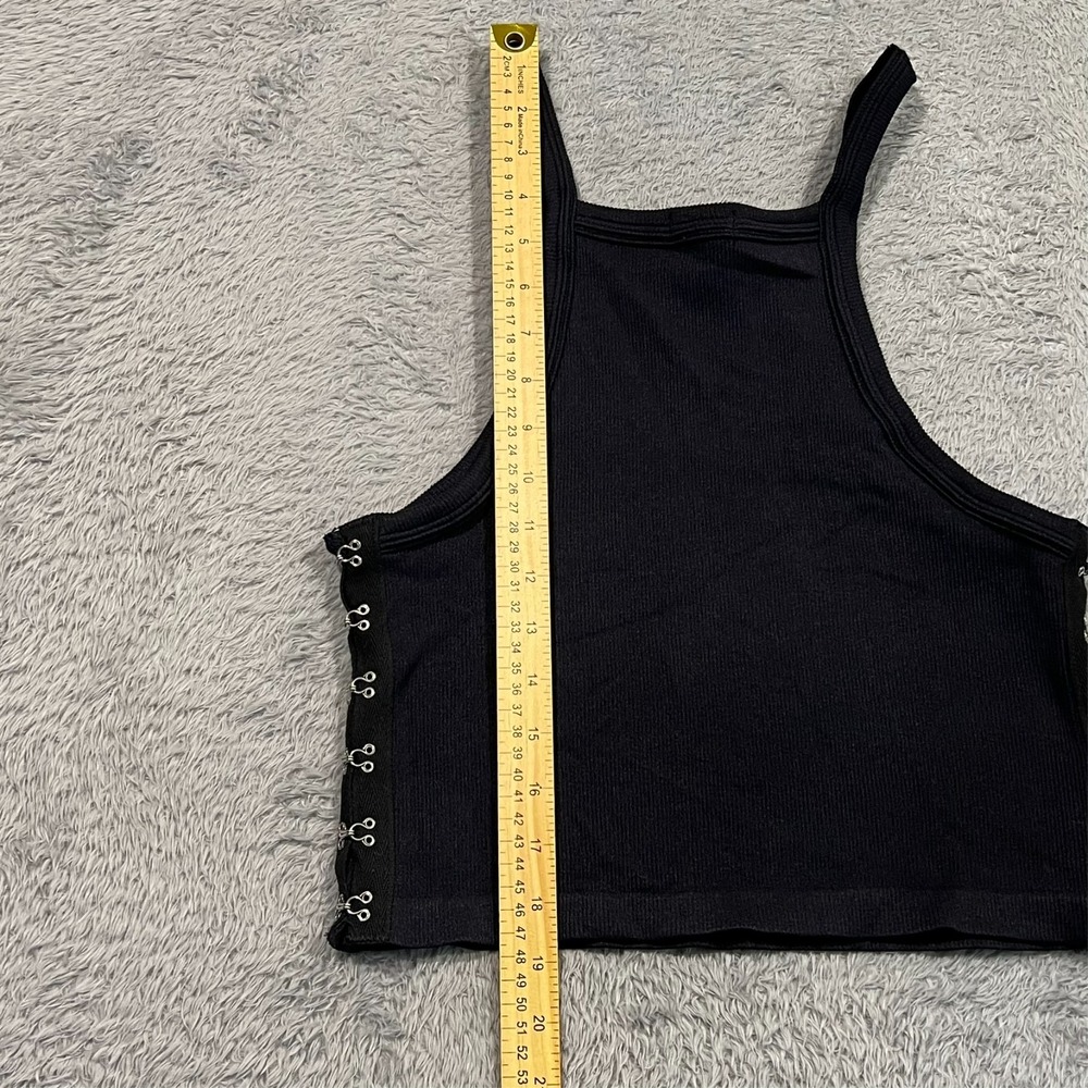 Forever 21 Babydoll Crop Tank Top Hook Eye Women's Junior's‎ M/L Black - Picture 9 of 11